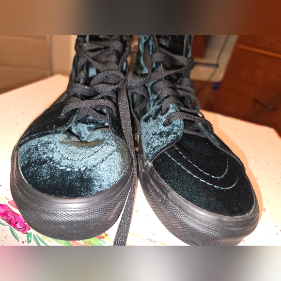 Dark Green Velvet Sneakers - Picture 6 of 11